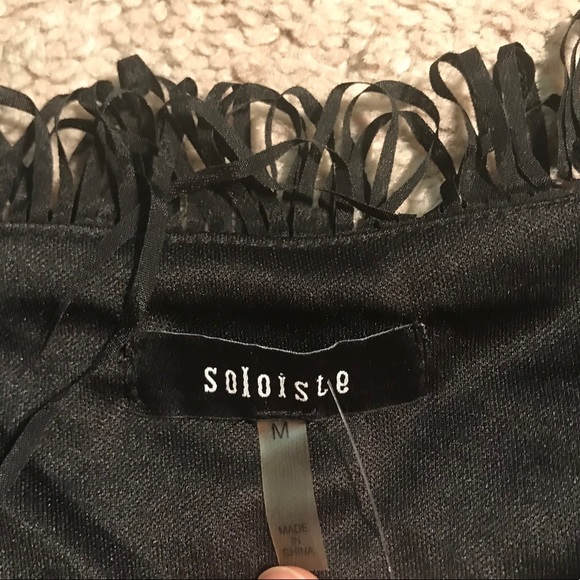 Soloiste Fringe Dress Black Size Medium - Picture 5 of 8